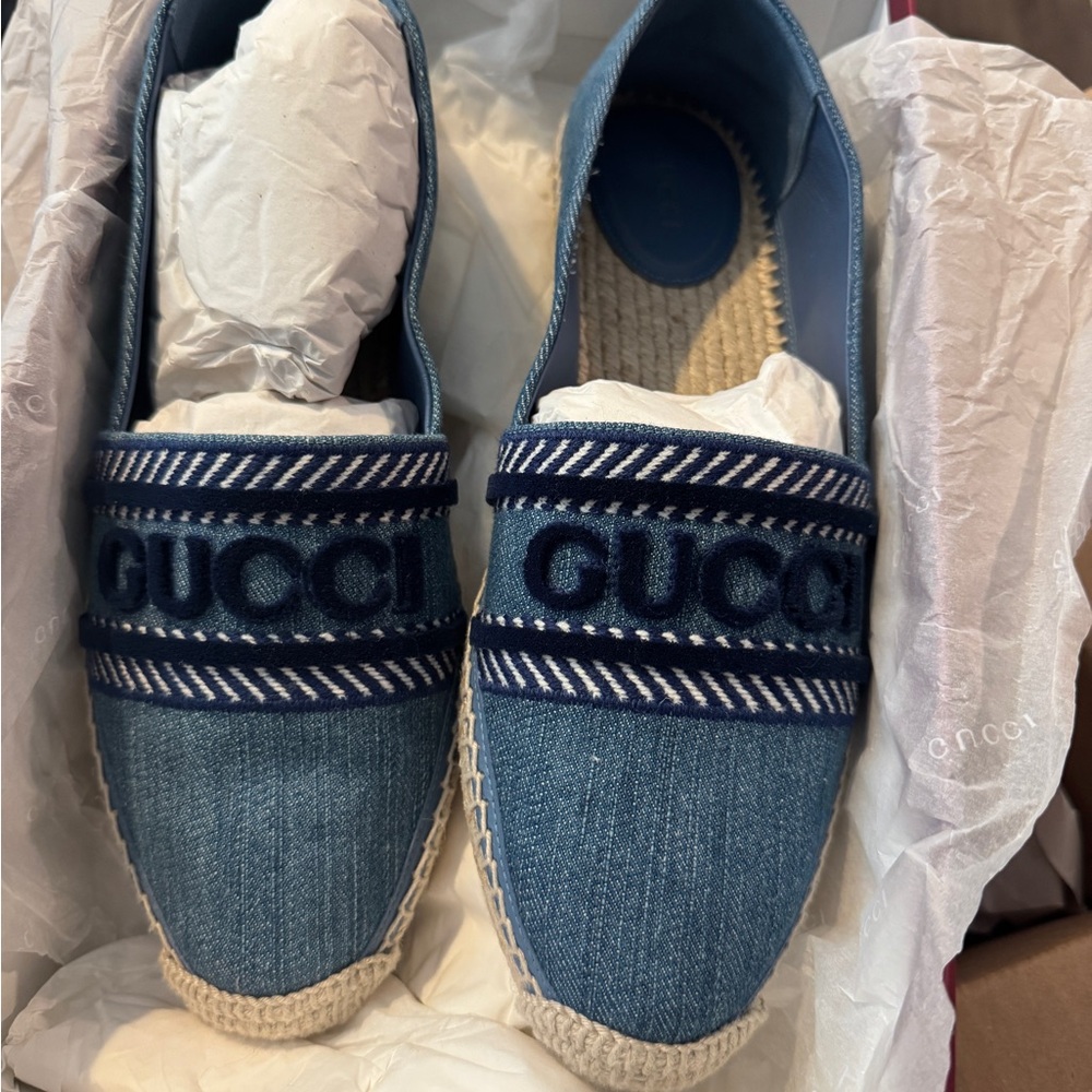 NIB GUCCI DENIM ESPEDRILLES SZ 40